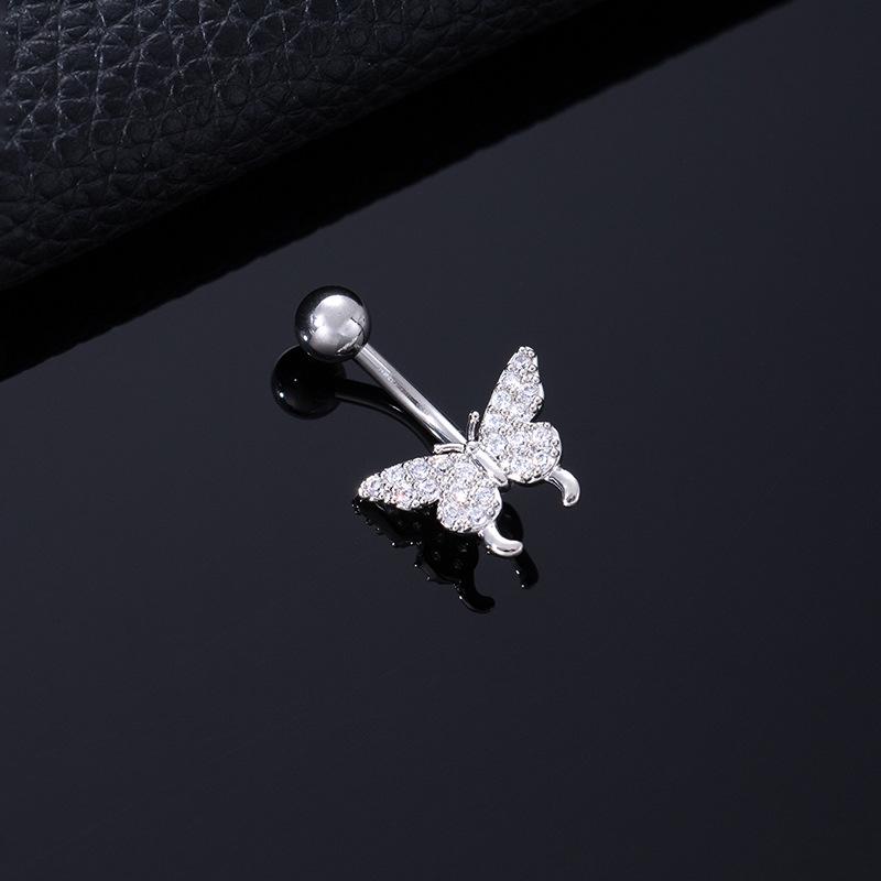 Color Zircon Spiral Piercing Navel Nail Color Butterfly Wind Navel Clip Rabbit Navel Buckle