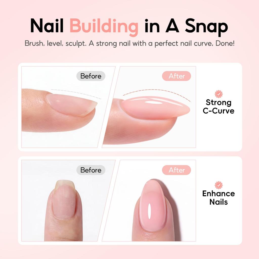 PEACECOLOR Gel Nail Builder Gel Finish Clear Pink Color Gel Set Nail Light Compatible Perfect for DIY Beginners Professionals Gift Idea -