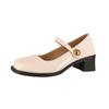 Women Pumps 2026 New Mary Jane Shoes for Women Big Size Belt Buckle Small Leather Shoes for Women Thick Heels High Heels Shoes