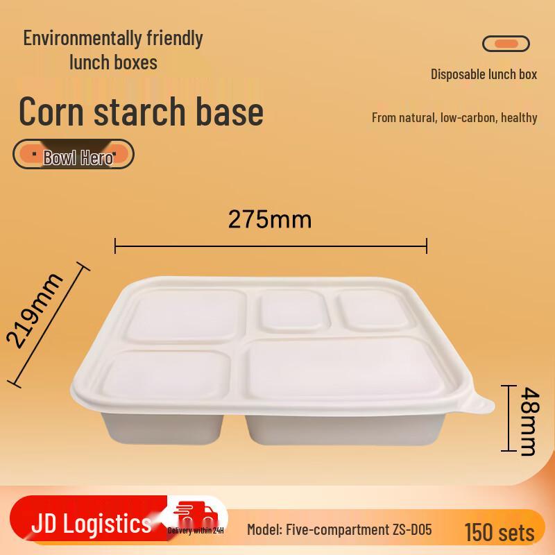 Disposable Eco-Friendly Compartmented Lunch Boxes