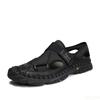 Sandals For Men Casual Summer Mesh Handmade Slip On Outdoor Leather Male Shoes Luxury Design Closed Toe Hiking Slippers