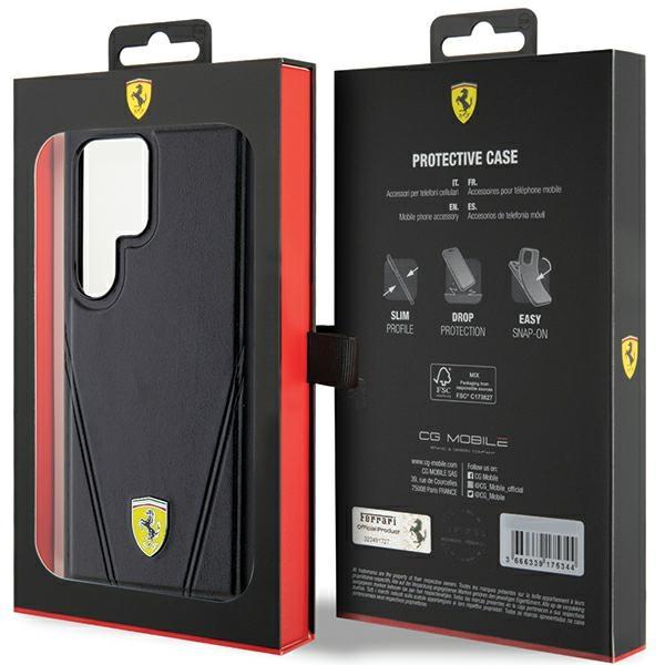 Ferrari Fehms24Lp3Bak S24 Ultra S928 Czarny/Black Hardcase Hot Stamp V Lines Magsafe