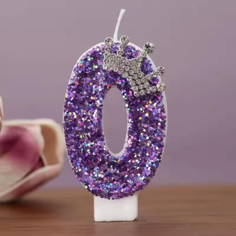 Handmade Purple Crown Number Candles (0-9) for Birthday, Princess Cake, or Anniversary Celebrations