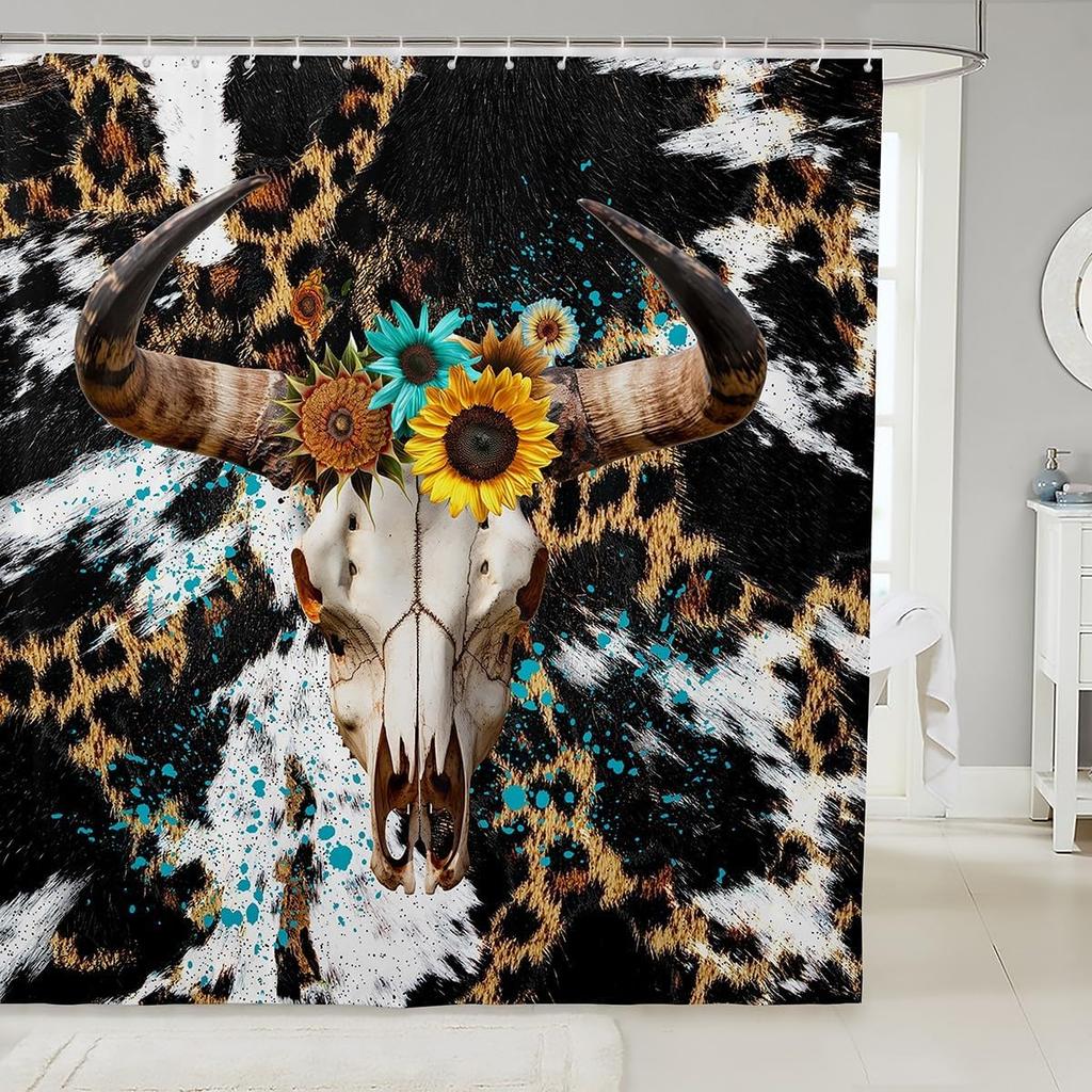 Cat Shower Curtain,Colorful Floral Bathroom Curtain,Kids Girls Boys Adult Cute Pet Animals Waterproof Fabrics Blue Sky Bathtub