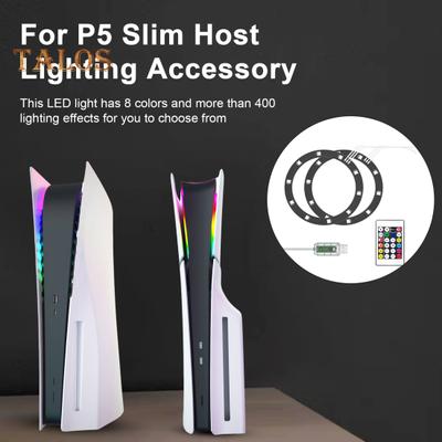 RGB-LED-Lichtstreifen für PS5 Slim Disc und Digital Edition, 8 Farben, 400 Effekte, DIY, flexible Spielkonsole, Farbwechsel, Dekoration, Lampenring-Kit