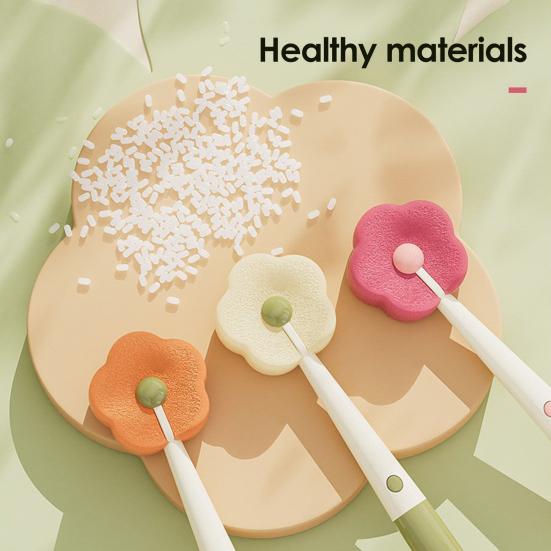 Cleaning Brush Soft Flower-shaped Sponge Head Long Handle Cup Brush Suction Base Bottles Water Cups Cleaning Scrubber