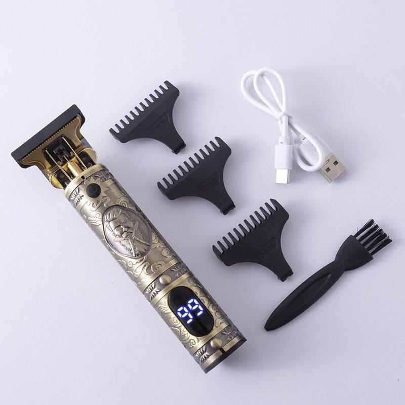 T9 LCD Electric Hair Clipper | Retro Engraving, Oil Head, Professional Home Use