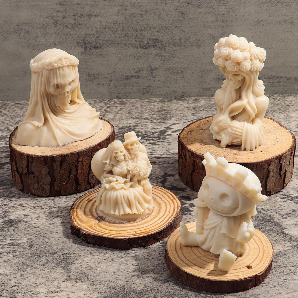 New Skull Series Silicone Candle Mold DIY Halloween Skull Sculpture Crafts Plaster Epoxy Resin Casting Tool Holiday Decor Gifts