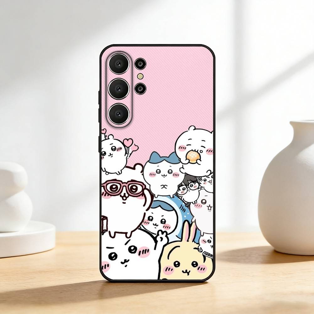 Cute C-C-Chiikawas Phone Case For Samsung S26,S25,24,23,22,30,21,10,9,Ultra,Plus,Lite,FE Soft Black Case