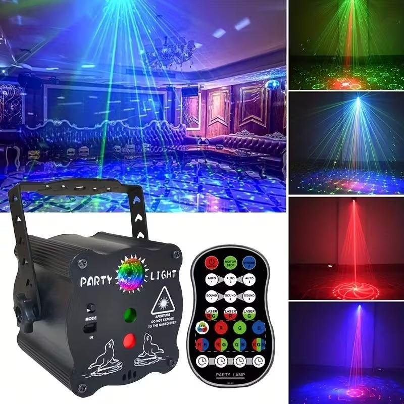 USB Rechargeable Multi-Color Flashing Stage Light Party Disco Christmas Rotating Projection Light RGB Night Light Strip with Remote Control