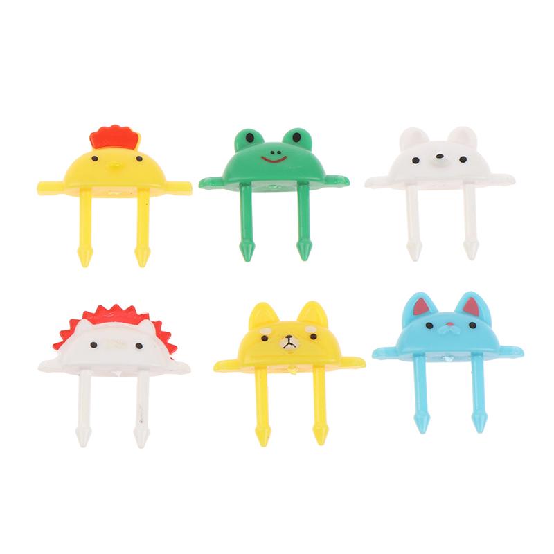 6pcs Animal Farm Dinosaur Fruit Fork Mini Cartoon Children Snack Cake Dessert Pick Toothpick Bento Lunches Party Decoration