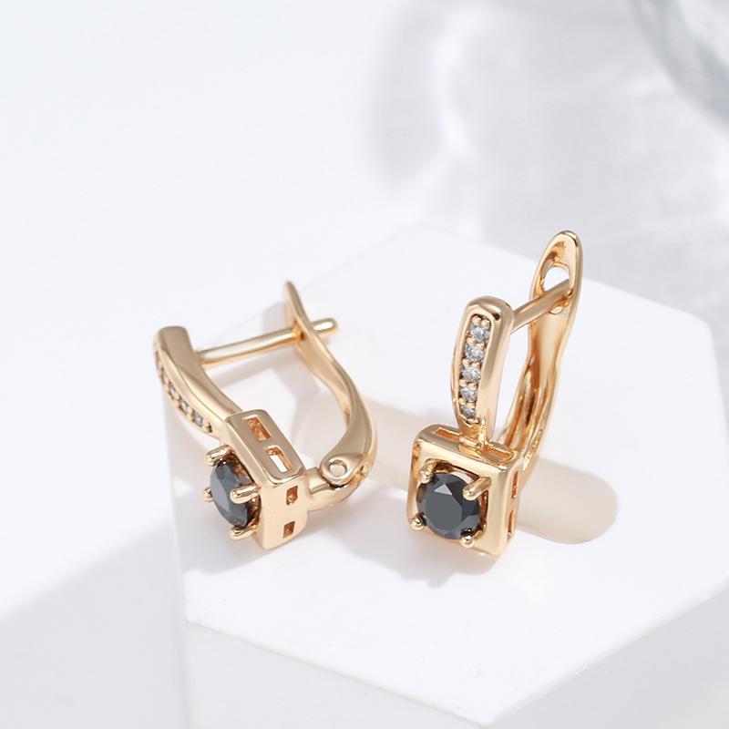 New Simple Natural Zircon Square Earrings For Women Daily Fine Jewelry  Rose Gold Color English Lock Clip Earrings