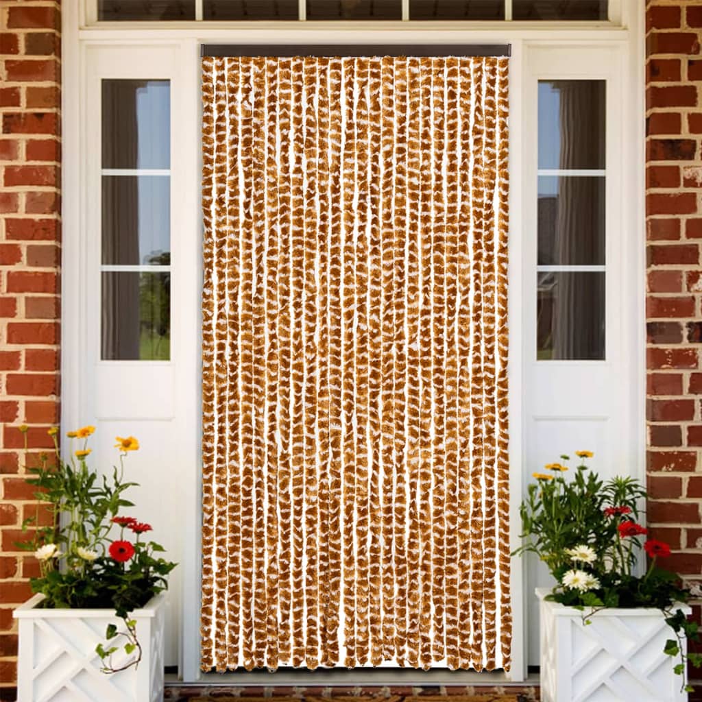 VidaXL Insektenschutz-Vorhang Ocker und Weiß 100x220 cm Chenille
