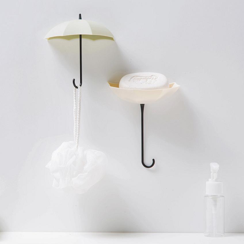 Cute Umbrella Shaped Hooks No-Punch Wall Hooks Kitchen Bathroom Coat Rack Key Organizer Hooks Home Storage Shelf Hooks