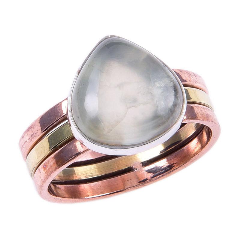 Natural Aquamarine Gemstone Handmade 925 Sterling Silver Two Tone Ring S.9 z1I12