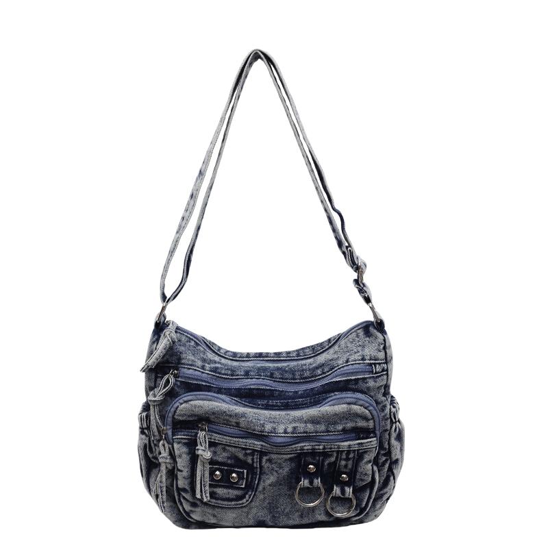 Vintage Multi-Pocket Denim Women's Bag Hand Shoulder Crossbody Bag