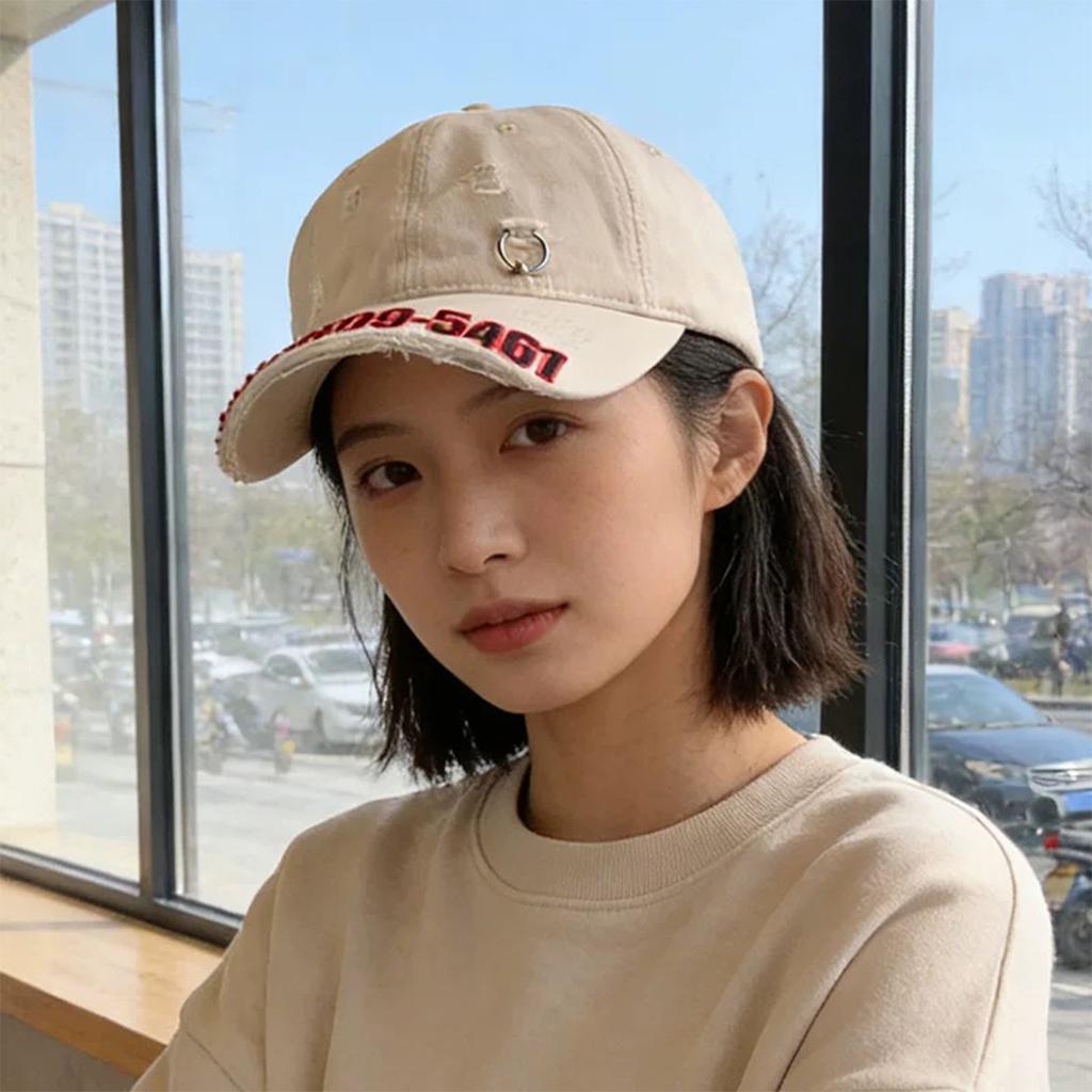 Spring And Summer Hole Wind Letter Embroidery Iron Ring Baseball Cap Men And Women Sunshade Niche Broken Eaves Street Cap
