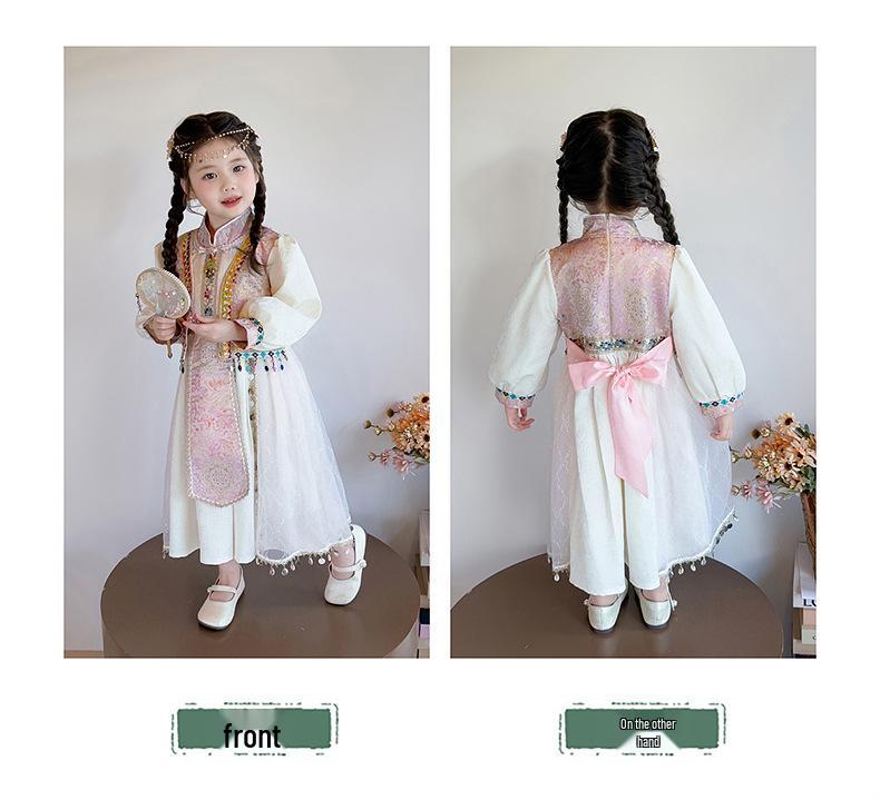 Girls' Spring & Autumn 2025 Ethnic Style Princess Dress