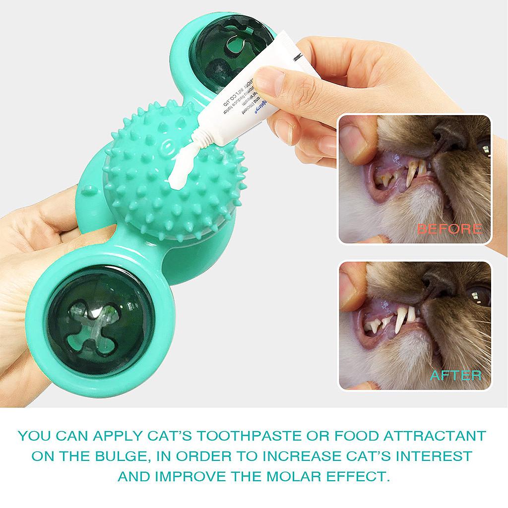 Windmill Cat Toy Turntable Teasing Pet Toy Scratching Tickle Cats Hair Brush 
