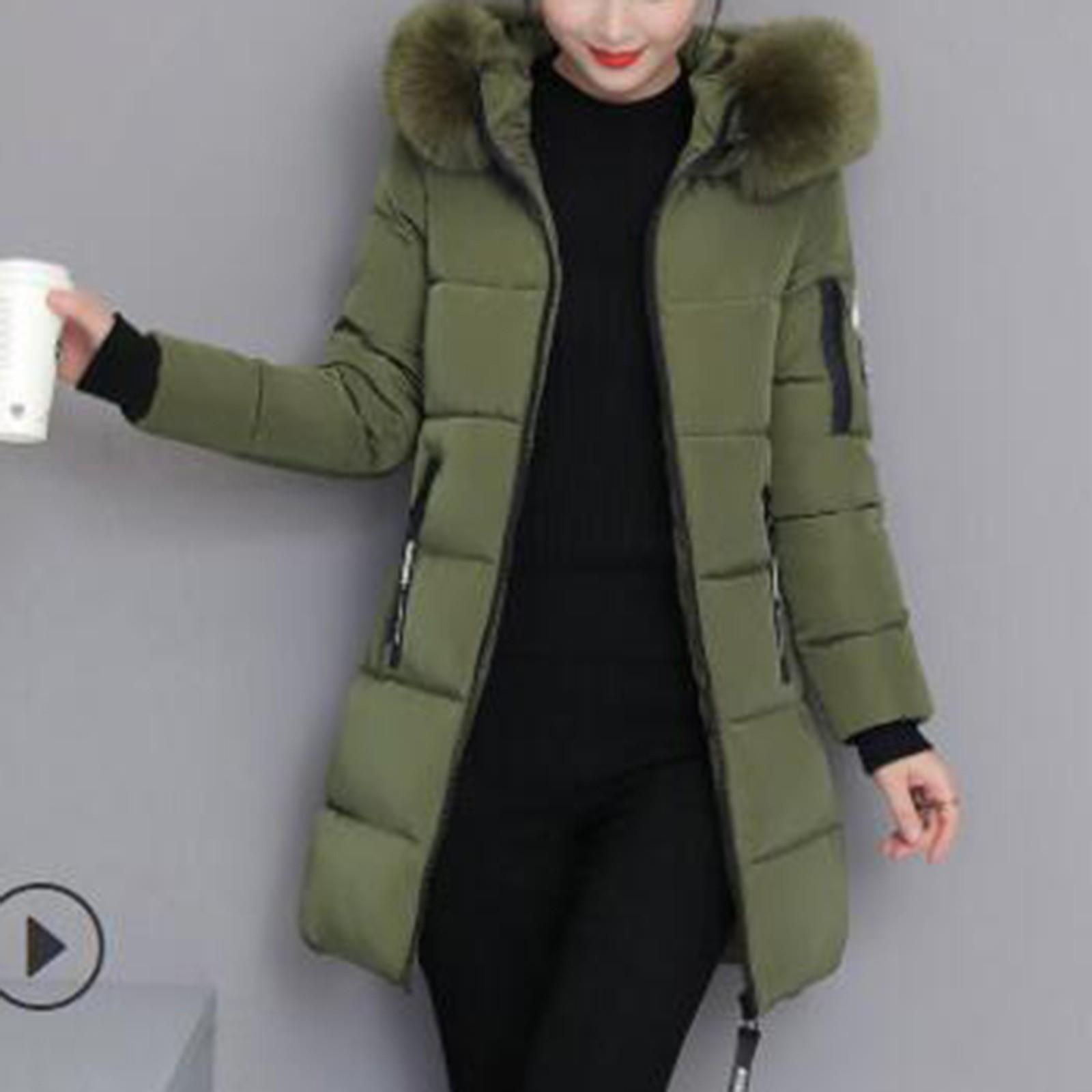 

Женская повседневная теплая универсальная куртка из утолщенного хлопка с большим воротником L армия зеленый