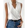 Summer Women's Chiffon Shirt Pullover V-neck Sleeveless Women's Top, Versatile Business Women's Shirt for Commuting