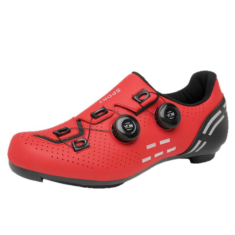 T2021 Cycling Shoes: Versatile Men's and Women's Bicycle Footwear with Rotary Buckle, Lock and Lockless Options, Durable Leather Surface
