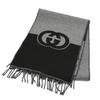 Used Gucci 715497 4GAAA 1360 Stole Muffler Scarf Wool Cashmere Interlocking G Logo Fringe Men's Women's Black Light Gray