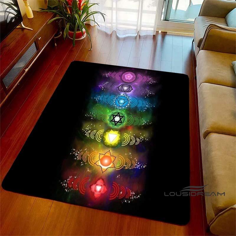 3D Rainbow 7 Chakra Rug, Bedroom Rug for Living Room, Home Sofa Decor, Kids Play Mat, Large Decor Rug, Yoga Meditation001