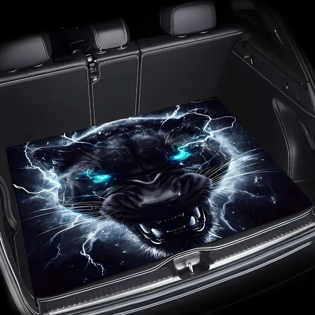 1Pcs Lightning Black Panther Car Trunk Mat with Anti Slip Cargo Liner Waterproof Rear Storage Protector Floor Mat for SUV Sedan