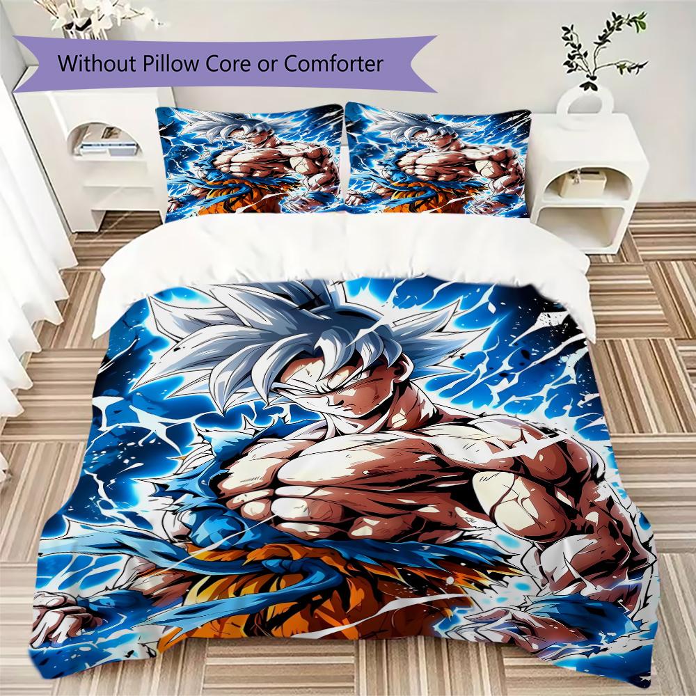 Son Goku Anime 3-teiliges Bettbezug-Set, Digitaldruck Bettwäsche, Ohne Füllung, Weiches Kinderzimmer Geschenk -HYQ29