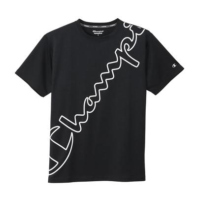 Champion Short Sleeve Crew Neck Odor Quick UV Graphic Logo Size M Men's T-Shirt, Antibacterial, Resistant, Drying, Protection, Print, Black,