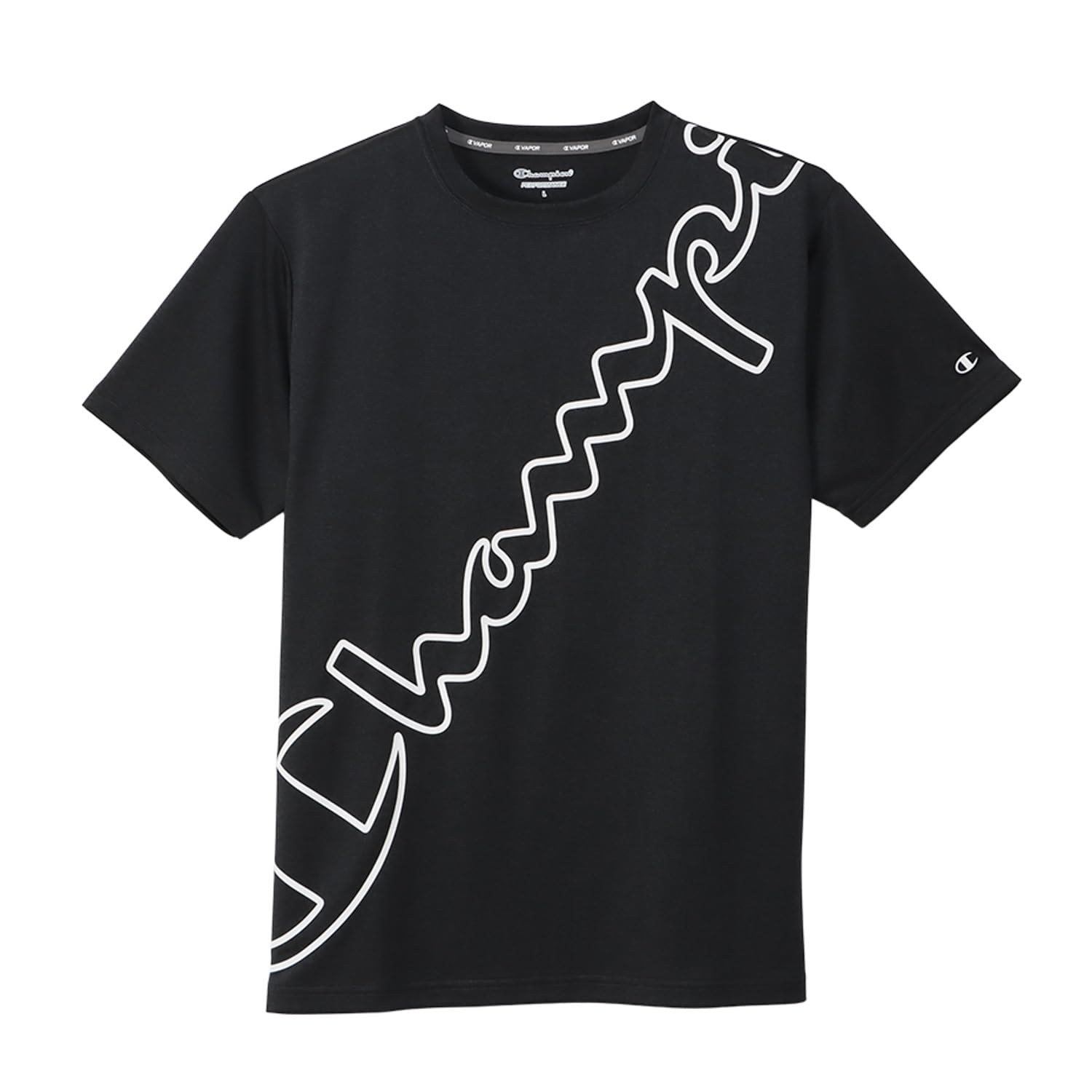 

Champion Short Sleeve Crew Odor UV Graphic Logo Size L Men s T-Shirt, Neck, Antibacterial, Resistant, Quick-Drying, Protection, Print, Black, чёрный