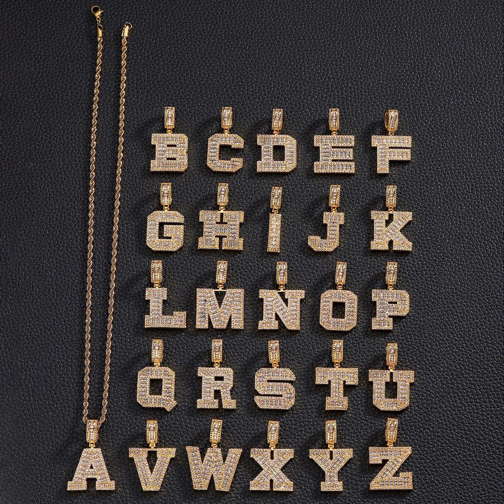 26 English Letters Pendant Necklace Copper Inlaid Zircon Versatile Jewelry Necklace