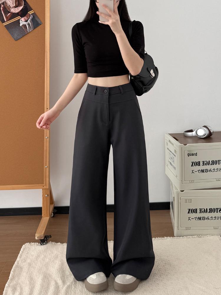 High-End Women's Suit Pants: Slimming, Thin, Narrow Spring/Summer Style, Straight-Leg with Good Drape, Comfy Loose Wide-Leg for Commute.