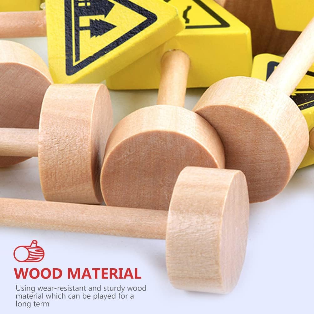 Wooden Road Construction Traffic Sign: 50pcs Toy Street Signs Small Toy Cars and Other Diecast Vehicles Wood Cars Toys Traffic Signs Toys