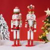 38CM Christmas Candy Ice Cream Nutcracker King Holding Strawberry Emperor Pole/Candy Cane Wooden Crafts Christmas Decorations