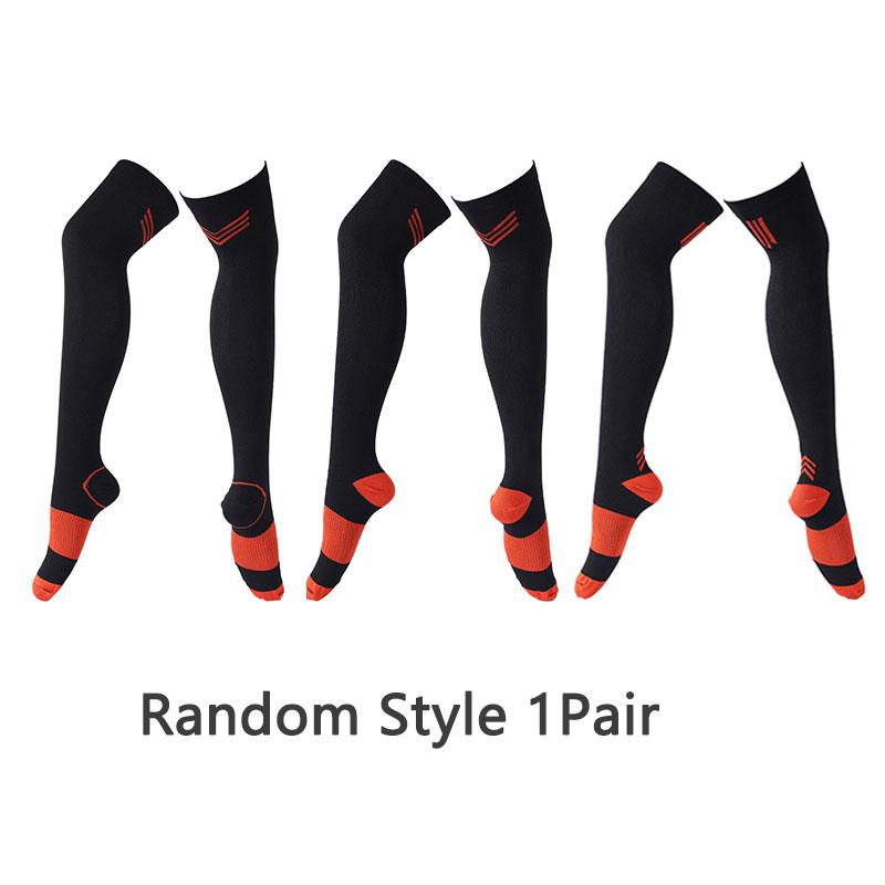 1 Paar Stil Zufällig Über Knie Laufen Herren Damen Kompressionssocken Für Fußball Anti-Ermüdung Schmerzlinderung Kompressionssocken Unisex