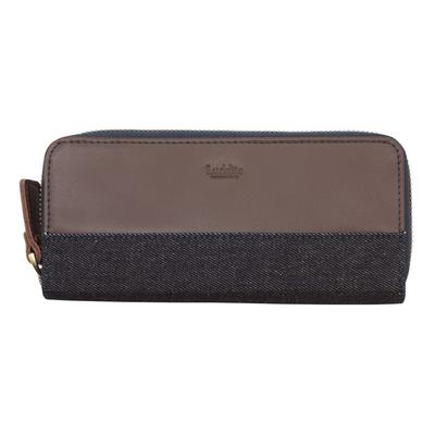 Luddite Combination Cuir Rond Zippé Étui à Stylo 2 Denim Cuir Véritable Trousse [Marron] LDKC-RZP2-10