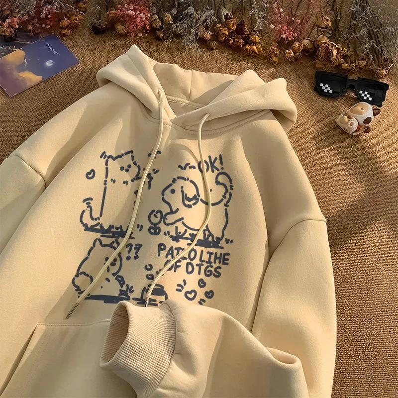 

Casual women s spring, autumn and winter new velvet lazy style versatile trendy brand loose couple 2xl recommended 73-85kg