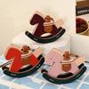 Cute Cartoon Rocking Horse Leather Keychain Kawaii Retro Creativity Leather Necklace Versatile Decoration Accessories Gifts