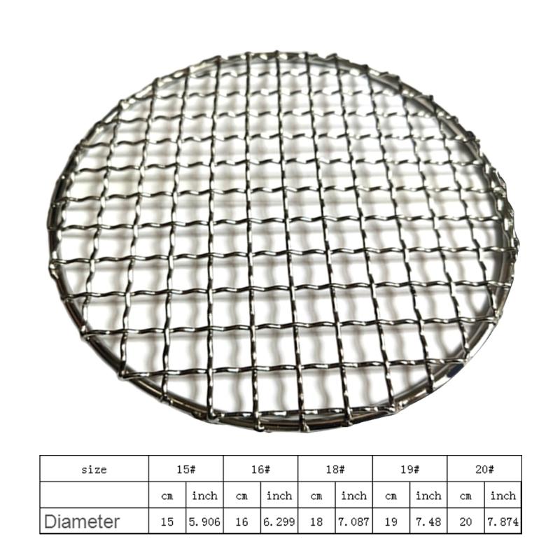 Multi-sizes Round Barbecue Camping Pot Rack Stainless Steel Grill Grate Mesh Pad Firewood Bushcraft- Grill for Outdoor