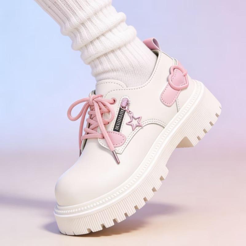 

New Spring Pink Platform All-match Women s Heightened Single Shoes Soft, Wear-resistant and Comfortable 42 білий
