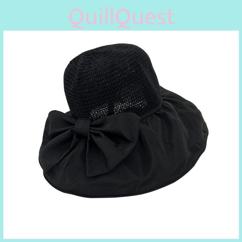Summer Bowknot Wide Brim Sun Hat With Upf50+ Protection For Womens Outdoor Activities