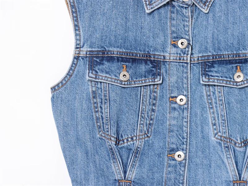 TAOP&ZA Women's Sleeveless Commuting Denim Jumpsuit