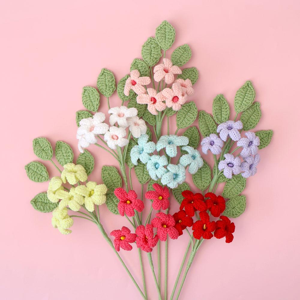Daphne Odera Crochet Flower Bouquet Creative Handwoven Flower Cute Artificial Flowers Wedding Home Decor Gift