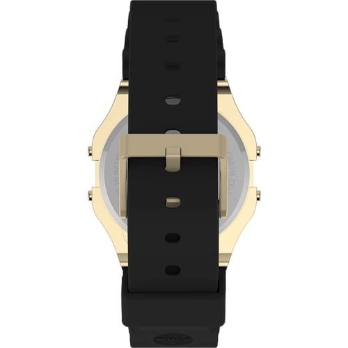 Timex Men's Digital Watch T80 with Plastic Strap, Black/Gold, Strap