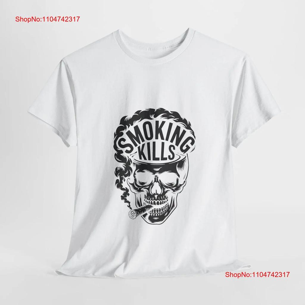Skull Smoking Kills T Shirt Punk for Friends Grunge Style Horror vintage Washed Soft Comfortable Breathable fashion streetwear