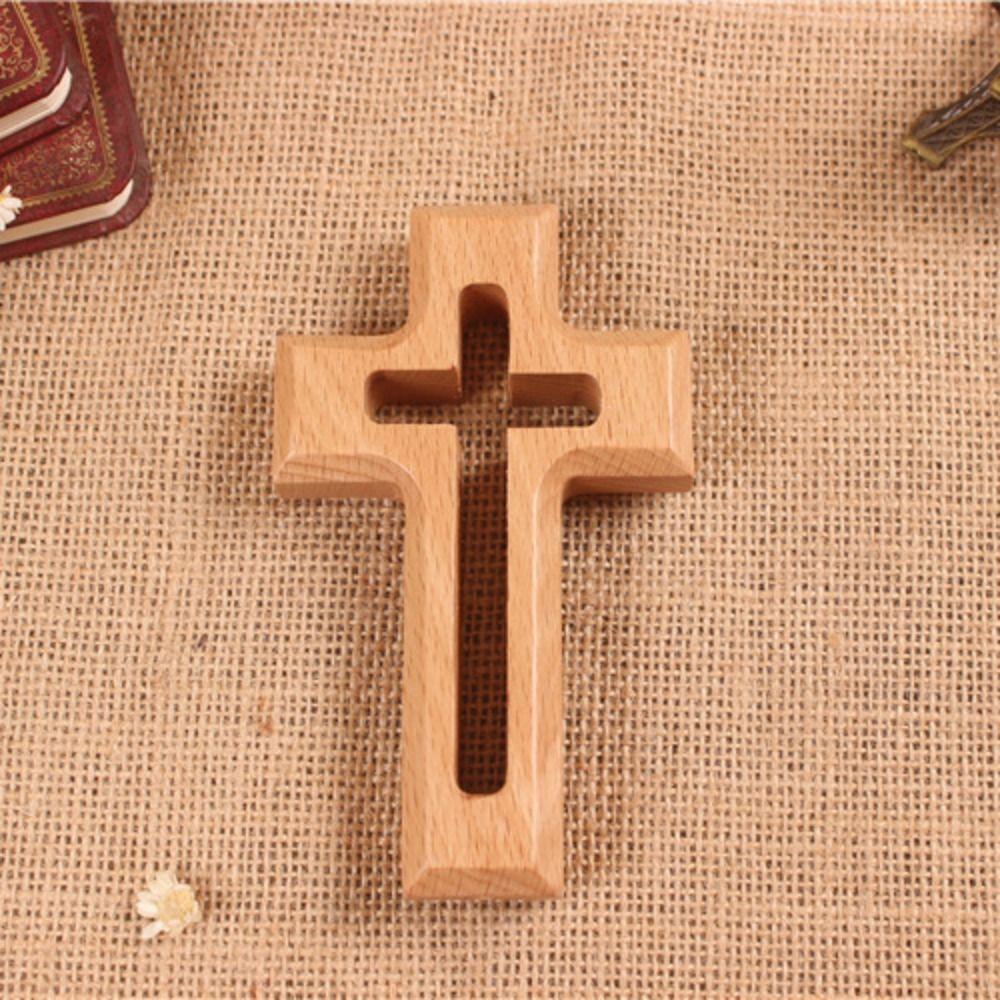 Standing Wooden Crosses Vintage Crucifix Sculpture Art Religious Crosses Ornament  Easters Faith