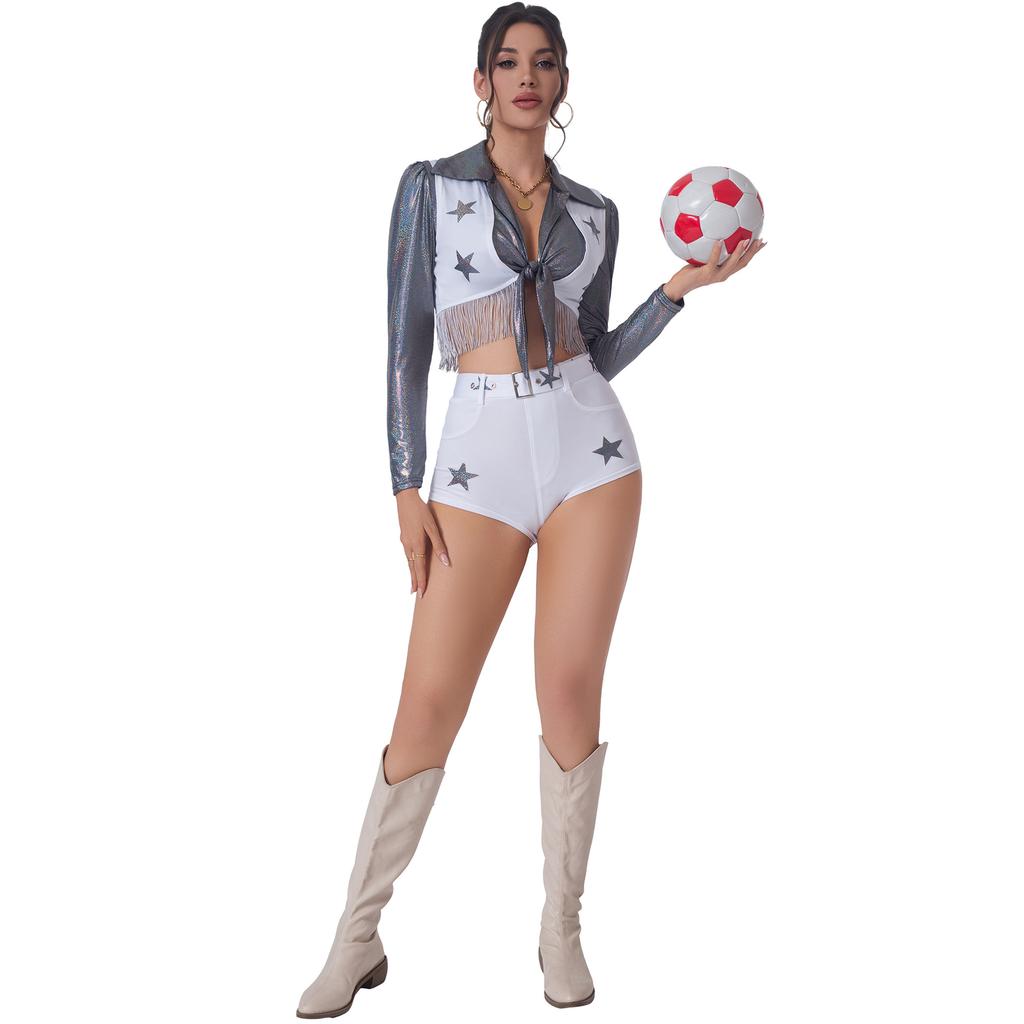 CosplayM-XL American Football Baby sexy Cheerleader-Uniform, sexy Stern-Pull-Up-Kostüm, Performance-Kostüm Halloween-Kostüm