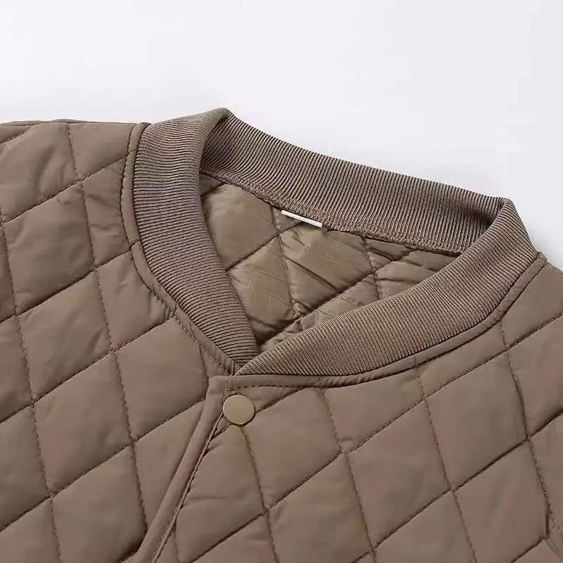 Lightweight Cotton-padded Jacket, Lightweight Rhombic Mother's Casual Loose Cotton-padded Jacket, Winter Short Jacket, Solid Color Padded Jacket